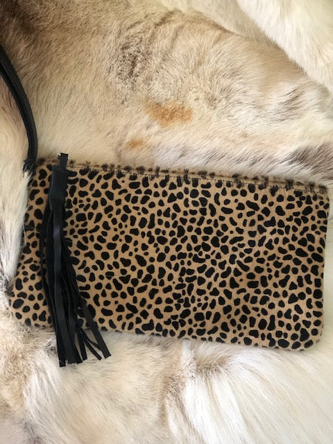 Leather Leopard Clutch
