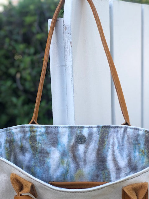 Soft Leather  and Canvas Tote